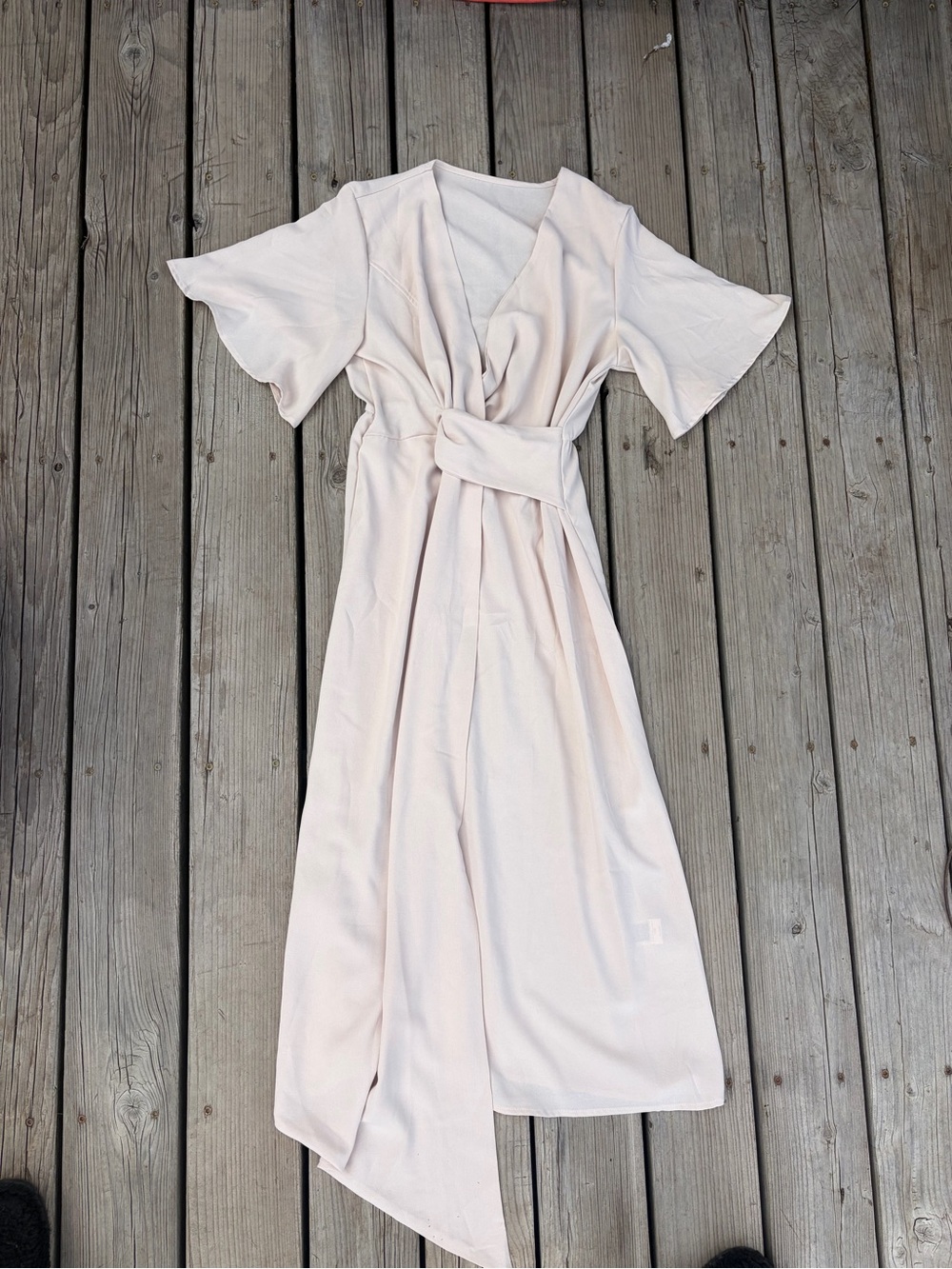 Women's Wrap Midi Dress in Light Blush